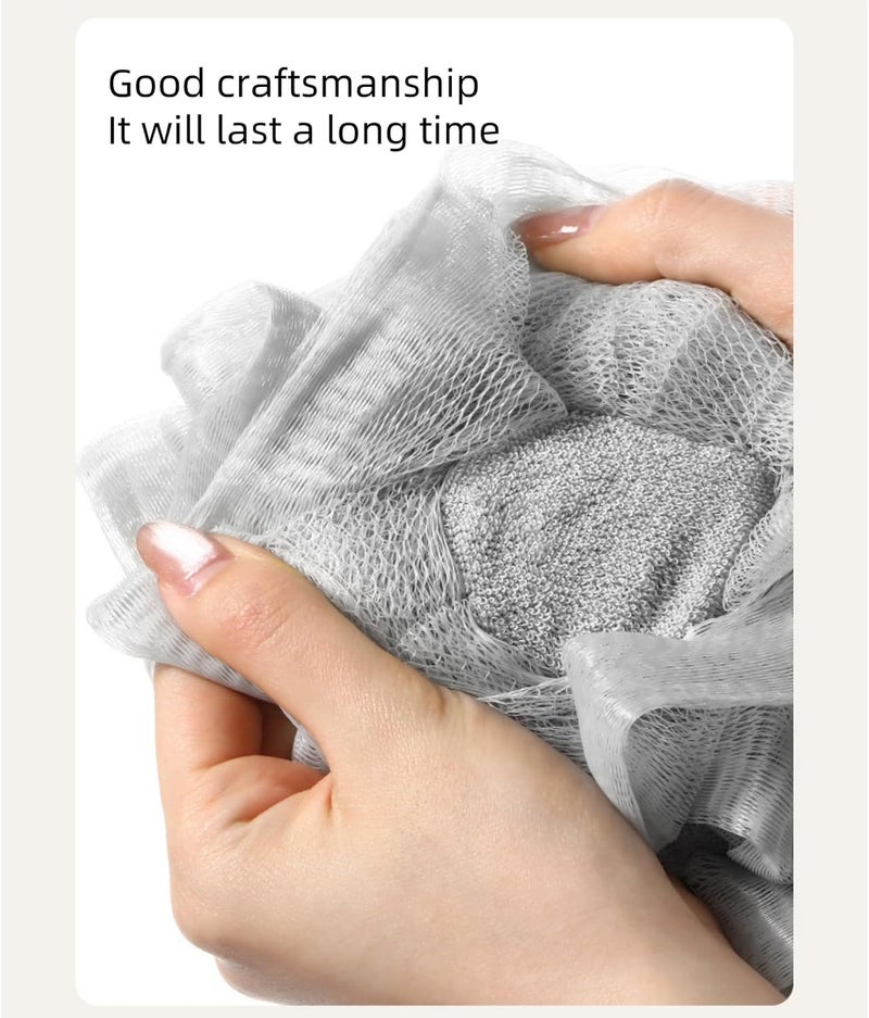 MOSYFEIBI Washcloth Loofah Combo 2-in-1 Loufee Wash Cloth That Holds Bar Soap-Exfoliation Mesh Shower Ball for Body Wash&Smooth Skin+Free Loofah Dish Towel - Image 3
